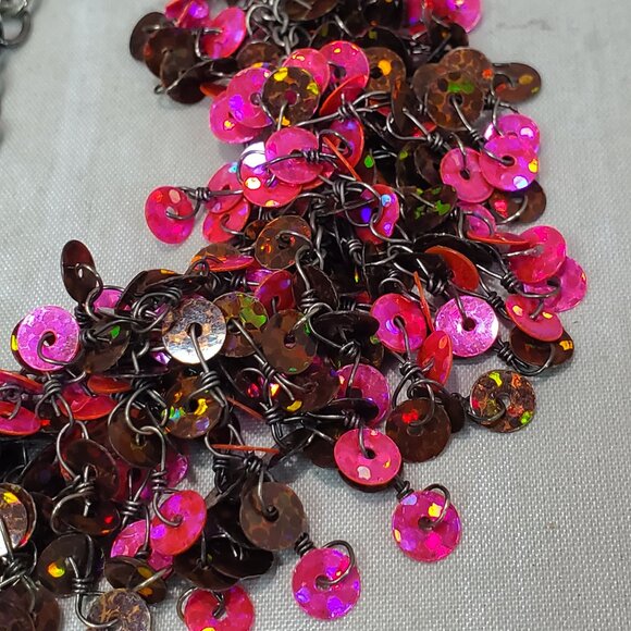 Bijou Sequin Magenta Multi Strand Bracelet: - Picture 6 of 6